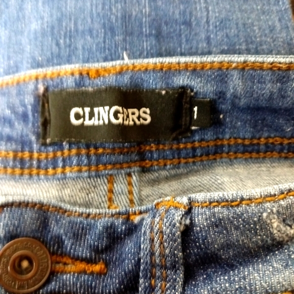 Clingers Jeans Junior Size 1 Distressed Mid Rise Skinny Stretch Denim - Picture 3 of 6